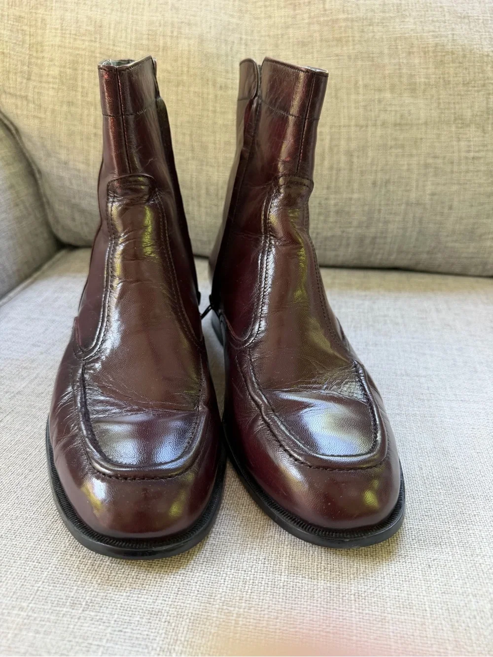BOTANY 500 Men's Leather Ankle Brown Boots - Burgundy Size 9.5W 02952